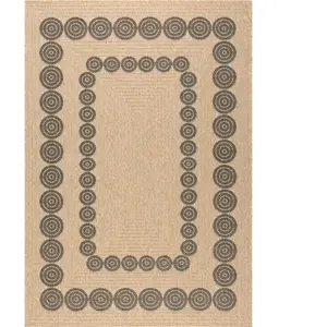 Nazar Tapis intérieur et extérieur effet jute motif géométrique noir 160x230 pas cher