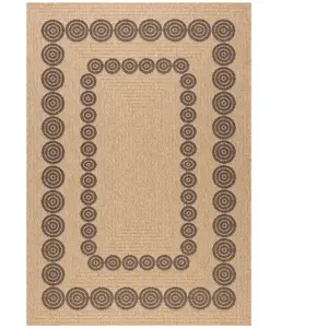 Nazar Tapis intérieur et extérieur effet jute motif géométrique noir 200x290 pas cher