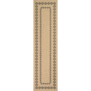 Nazar Tapis intérieur et extérieur effet jute motif géométrique noir 80x300 pas cher