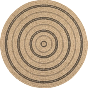 Nazar Tapis intérieur et extérieur effet jute motif rond noir diamètre 80 pas cher