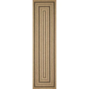 Nazar Tapis intérieur/extérieur effet jute motif rectangulaire noir 80x300 pas cher