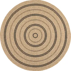 Nazar Tapis intérieur et extérieur effet jute motif rond noir diamètre 120 pas cher