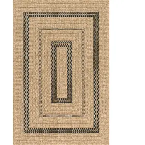 Nazar Tapis intérieur et extérieur effet jute motif rectangulaire noir 60x90 pas cher