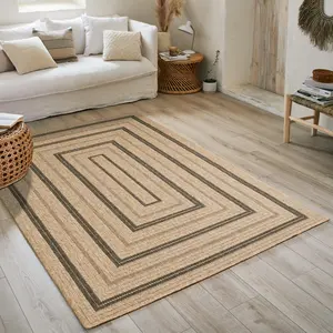 Nazar Tapis intérieur/extérieur effet jute motif rectangulaire noir 60x180 pas cher