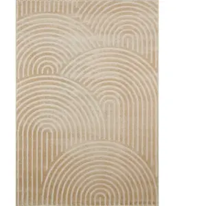 Nazar Tapis BIANCA à motif arc en relief beige - 120x160 cm 120 x 160 cm pas cher