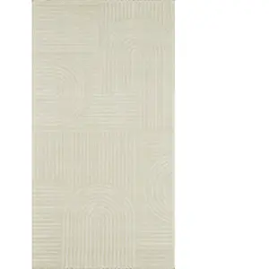 Nazar Tapis BIANCA à motif graphique en relief crème - 80x150 cm 80 x 150 cm pas cher