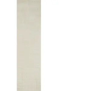Nazar Tapis crème motif arc relief- 80x300 pas cher
