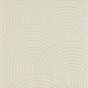 Nazar Tapis de couloir motif arc en relief creme - 80x150