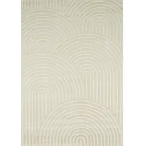 Tapis motif arc en relief - NAZAR RUGS - 200x290 cm - Bianca - Crème pas cher