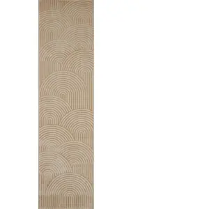 Nazar Tapis de salon au motif arc en relief - bianca - 80x300cm - beige pas cher