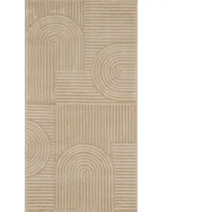 Nazar Tapis BIANCA à motif graphique en relief beige - 80x150 cm 80 x 150 cm pas cher