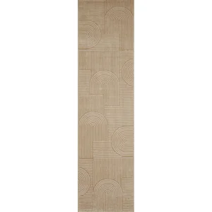 Nazar Tapis BIANCA à motif graphique en relief beige - 80x300 cm 80 x 300 cm pas cher