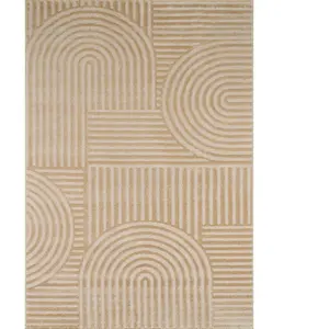 Nazar Tapis motif arc relief beige - 160x230 pas cher