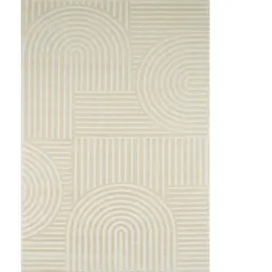 Nazar Tapis de salon au motif arc relief - bianca - 120x160cm - creme pas cher