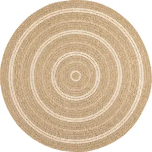 Nazar Tapis intérieur et extérieur effet jute motif rond blanc diamètre 160 pas cher