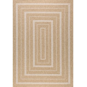 NAZAR Tapis intérieur/extérieur effet jute motif rectangulaire blanc 200x290 pas cher