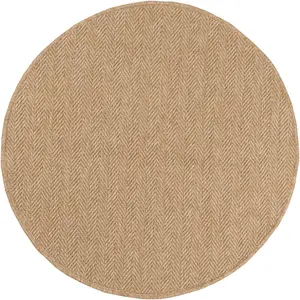 Nazar Tapis intérieur et extérieur aspect jute beige chevron diamètre 160 pas cher
