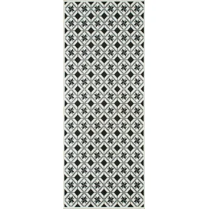 Nazar Tapis de cuisine carreaux de ciment noir 70x180 pas cher