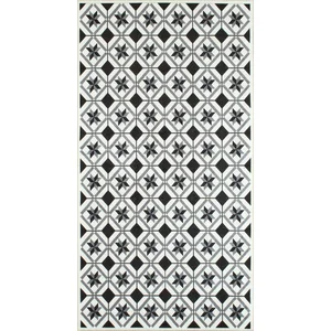 Nazar Tapis de cuisine carreaux de ciment noir 80x150 pas cher