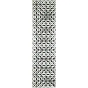 Nazar Tapis de cuisine carreaux de ciment noir 80x300 pas cher