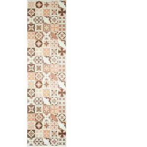 Nazar Tapis de cuisine carreaux de ciment orange 80x300 pas cher