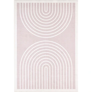 Nazar Tapis lavable arc en ciel beige et blanc 120x160 pas cher