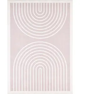 Nazar Tapis lavable arc en ciel beige et blanc 160x230 pas cher