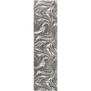 Nazar Tapis shaggy moderne design taupe - 80x300 cm pas cher