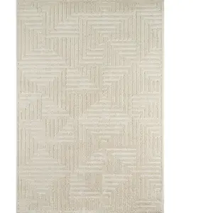 NAZAR Tapis HARMONIE à motif en relief labyrinthe crème - 120x170 cm 120 x 170 cm pas cher