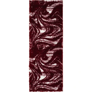 Nazar Tapis shaggy moderne design rouge - 67x180 cm pas cher