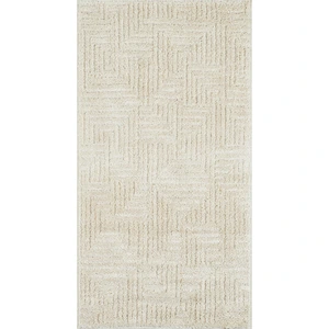 Nazar Tapis salon motif labyrinthe en 3D crème - 80x150 cm pas cher