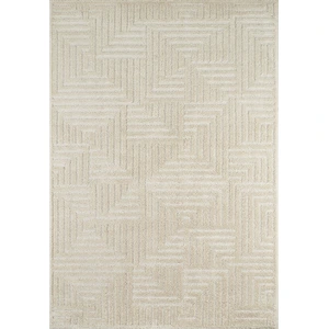 Nazar Tapis salon motif labyrinthe en 3D crème - 200x290 cm pas cher