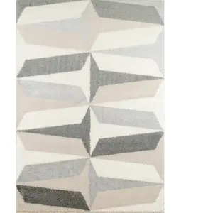 Nazar Tapis salon moderne avec motif graphique beige, gris et ivoire-120x160 pas cher