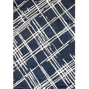 Nazar Tapis shaggy abstrait motif géométrique bleu - 160x230 cm pas cher