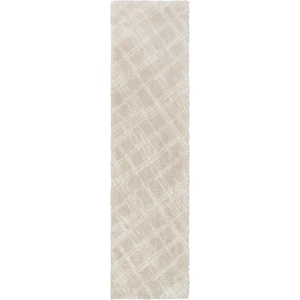 Nazar Tapis shaggy abstrait motif géométrique beige - 80x300 cm pas cher