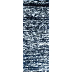 Nazar Tapis shaggy abstrait style moderne bleu - 67x180 cm pas cher