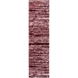 Nazar Tapis shaggy abstrait style moderne rouge - 80x300 cm pas cher