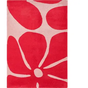Nazar Tapis vintage style année 70 à motif fleur Rouge 200x280 pas cher