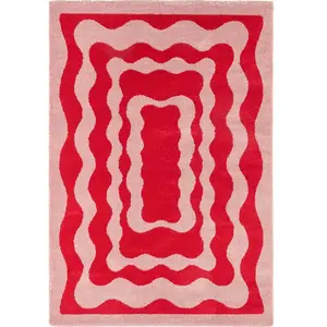 Nazar Tapis vintage style année 70 Rouge 160x230 pas cher