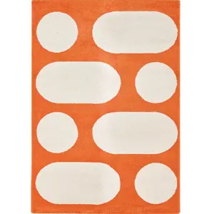 Nazar Tapis vintage style année 70 à motif géométrique Orange 160x230 pas cher