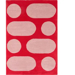 Nazar Tapis vintage style année 70 à motif géométrique Rouge 80x140 pas cher
