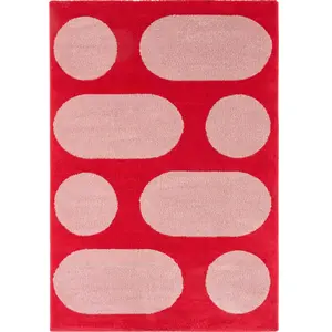 Nazar Tapis vintage style année 70 à motif géométrique Rouge 200x280 pas cher
