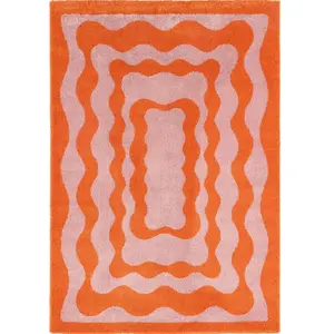 Nazar Tapis vintage style année 70 Orange 80x140 pas cher