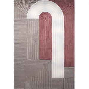 Nazar Tapis géométrique à poils ras - rouge - 80x150 cm pas cher