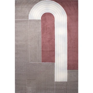 Nazar Tapis géométrique à poils ras - rouge - 200x290 cm pas cher