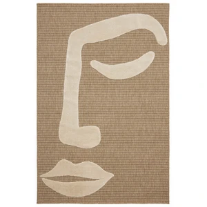 Nazar Tapis aspect jute à motif visage en relief - Blanc - 160x230 cm pas cher