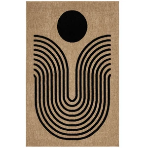 Nazar Tapis aspect jute à motif géométrique en relief - Noir - 200x290 cm pas cher