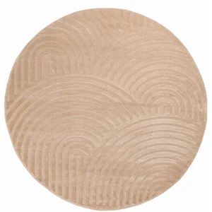 Nazar Tapis rond motif arc en ciel en relief - Beige - D120 cm pas cher