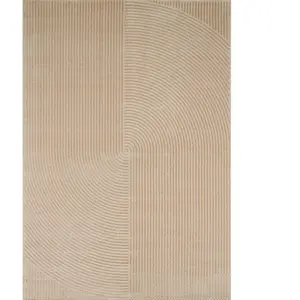 Nazar Tapis rond motif arc en relief - Beige - D120 cm pas cher