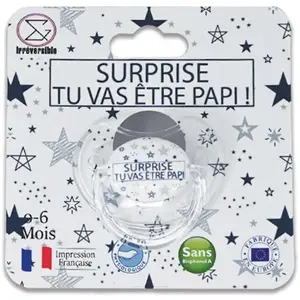 Sucette d'annonce physiologique 0-6 mois - Surprise tu vas être PAPI -...